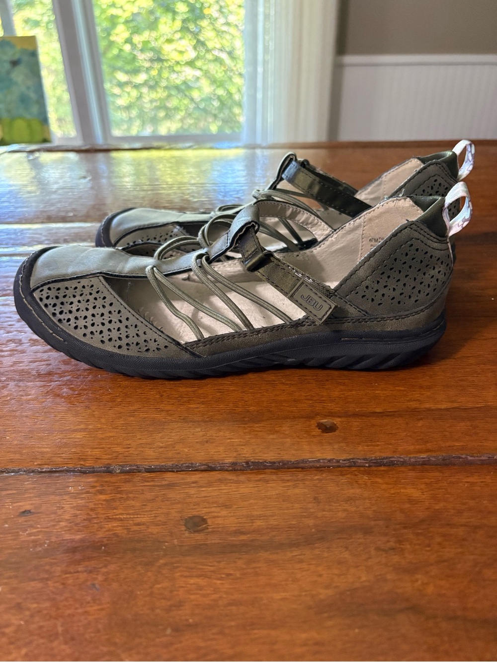 JBU Olive Green Perforated Strappy Moccasin